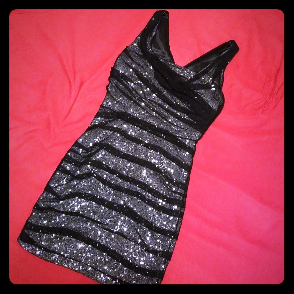 Express black sequin dress